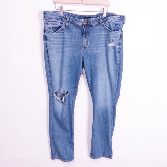 Silver Jeans Beau Suki Straight Womens Plus 22 L32 Boyfriend - Picture 1 of 7